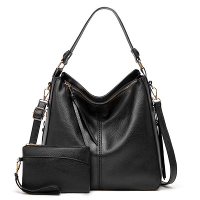 Ersilia™ - Elegant leather bag with large capacity and side pockets