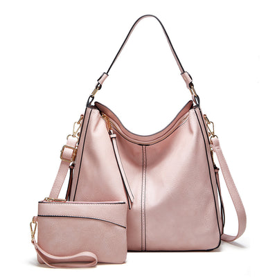 Ersilia™ - Elegant leather bag with large capacity and side pockets