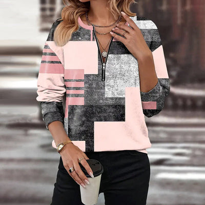 Ethla™ - Sweatshirt with color blocks in vintage style.