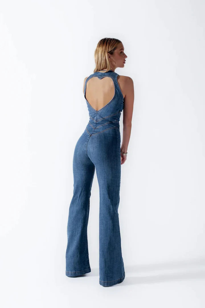 Pulito Heart denim jumpsuit