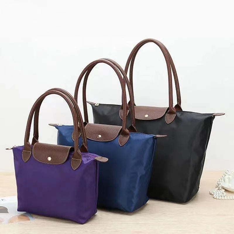 Purple - Foldable Tote Bag with Long Handles