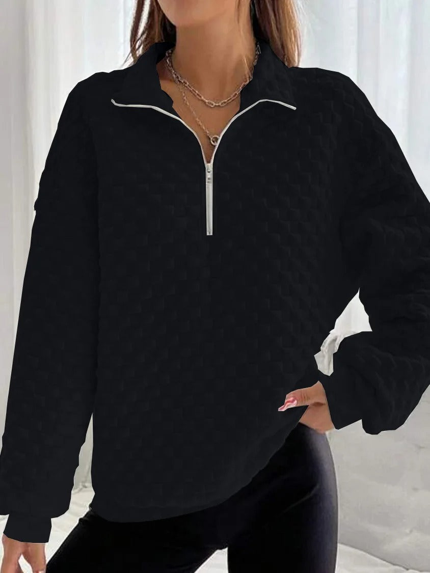 Trendy V-Neck Jumper - Stylish Zip Fastening - Comfortable Knitwear for Fashionable Looks