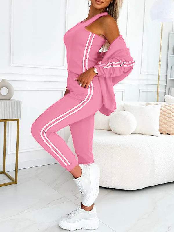 Women's three-piece baseball jacket and pants set