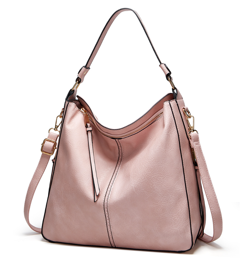 Ersilia™ - Elegant leather bag with large capacity and side pockets